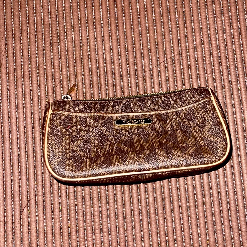 Micheal Kors Cosmetic Case in Chocolate with Gold Ornaments